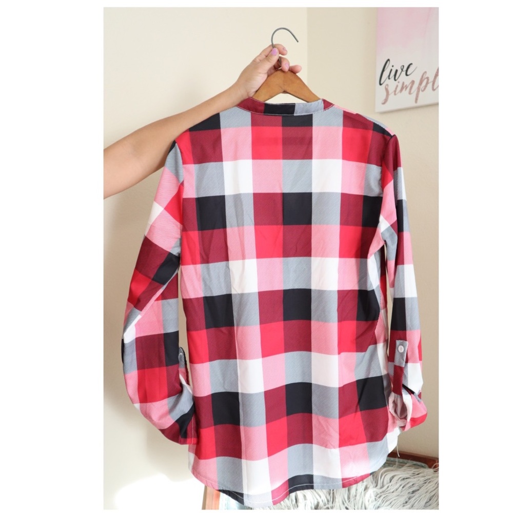 Red, Black and White Blouse
